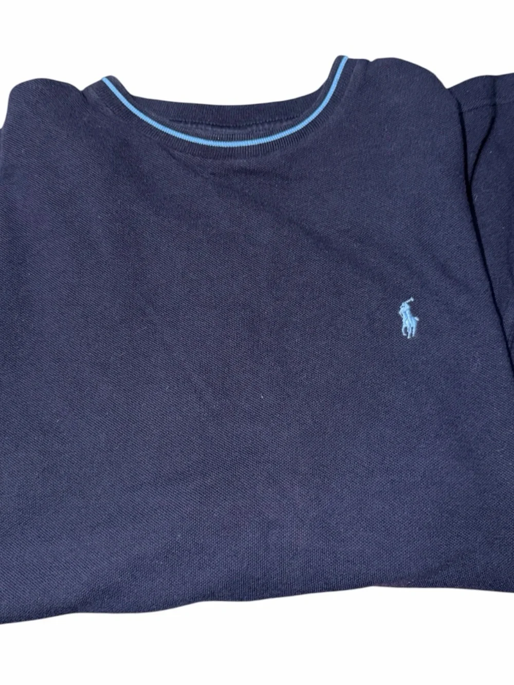 Polo by Ralph Lauren Navy Blue Short Sleeve Crew Neck Tee with Light Blue Trim